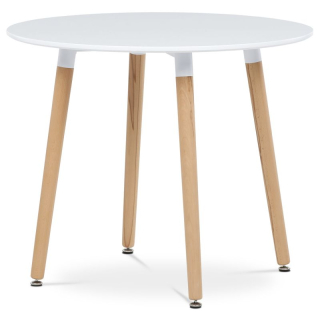 Okrúhly jedálenský stôl s bielou MDF doskou 90