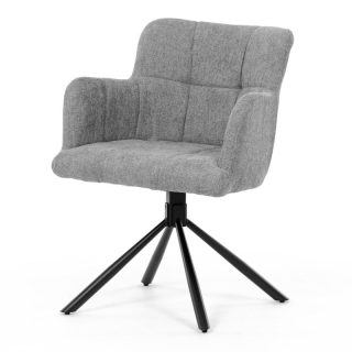 Jedálenská stolička čalúnená sivou látkou, otočný mechanizmus