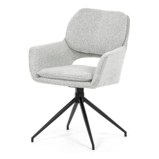 Jedálenská stolička čalúnená krémovou látkou, otočný mechanizmus