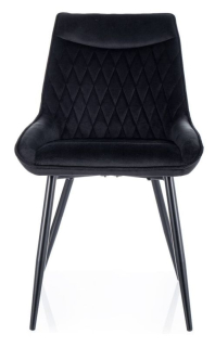 Elegantná zamatová stolička, čierna-čierna bluvel 19