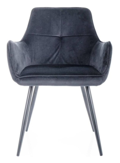 Jedálenská stolička s podrúčkami čalúnená látkou, čierny mat-čierna bluvel 19