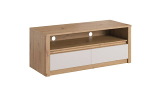 Elegantný RTV stolík, dub artisan-biely lak mat