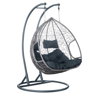 Závesné dvojkreslo s elegantným dizajnom, sivé