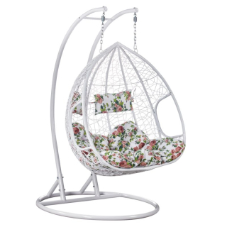 Závesné dvojkreslo s elegantným dizajnom, biele