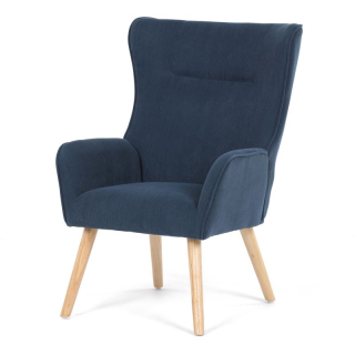 Moderné elegantné kreslo, poťah modrá menčestrová látka