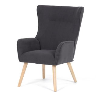 Moderné elegantné kreslo, poťah sivá menčestrová látka