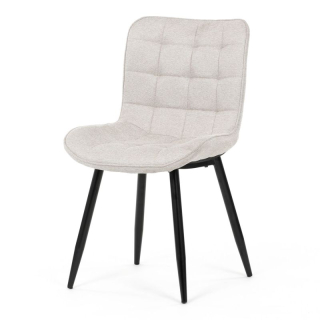 Stolička jedálenská, čalúnená béžovou látkou, čierne nohy