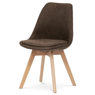 Jedálenská stolička s tvarovaným čalúneným korpusom v hnedej látke