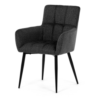 Elegantná tmavo sivá jedálenská stolička s podrúčkami