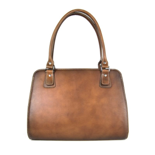 Módna kožená kabelka 8614 ručne tamponovaná a tieňovaná v Cigaro farbe