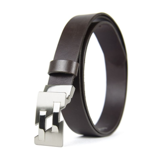 Unisex kožený opasok JOINTS, šírka 3.3cm, Tmavo hnedá