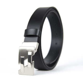 Unisex kožený opasok JOINTS, šírka 3.3cm, Čierna