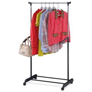 Stojan na šaty na kolieskach v prevedení chróm - čierna