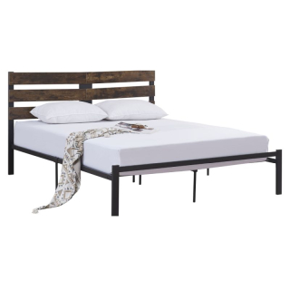 Manželská posteľ s roštom, dub rustikal-kov, 160x200