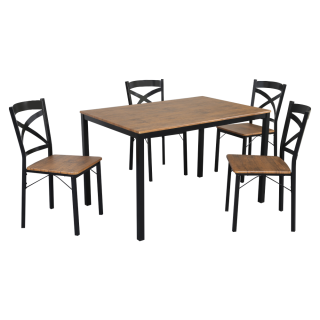 Jedálenský set 1+4, dub tmavý-čierna