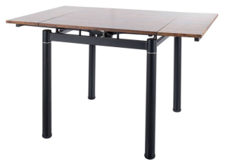 Jedálenský stôl rozkladací, čierny mat-orech vintage