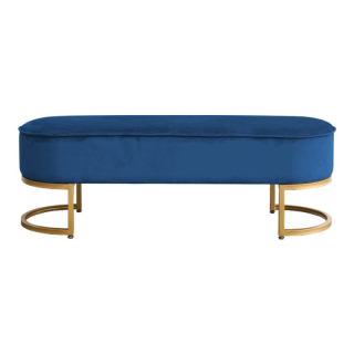 Dizajnová lavica, modrá Velvet látka-gold chróm-zlatý