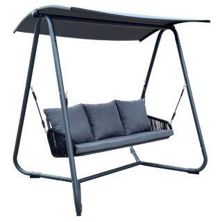 Záhradná hojdačka z kovu, sivá-tmavosivá