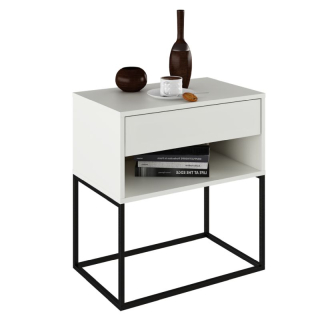 Nočný stolík, príručný stolík, biela-čierna