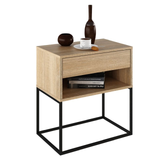 Nočný stolík, príručný stolík, dub sonoma-čierna