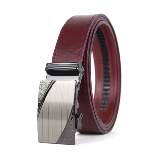 Kožený opasok s automatickou prackou BLAZE - Bordová