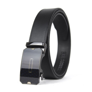 Kožený opasok s automatickou prackou BLACK GLASS - Čierna