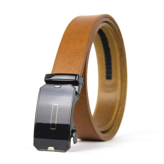Kožený opasok s automatickou prackou BLACK GLASS - Koňaková
