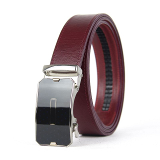 Kožený opasok s automatickou prackou SILVER GLASS - Bordová