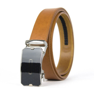 Kožený opasok s automatickou prackou SILVER GLASS - Koňaková