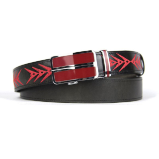 Kožený opasok s výšivkou, automatická pracka, 148cm, Limitovaná edícia 05