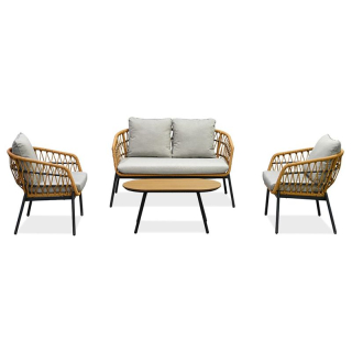 Elegantná záhradná sedacia súprava v prírodnom odtieni