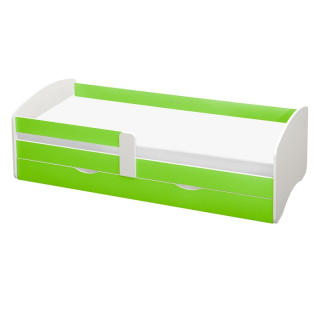 Detská posteľ s roštom a úložným priestorom 80x160, biela-zelená
