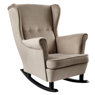 Hojdacie kreslo ušiak, béžové s čiernymi nohami