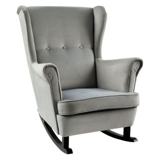 Hojdacie kreslo ušiak, svetlosivé s čiernymi nohami