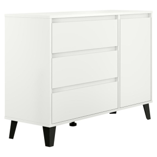 Komoda 1D3S, 3x šuplík 1x dvierka, biela