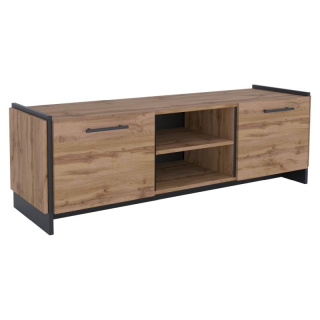 TV stolík 2D, 2x skrinka, dub wotan-čierna