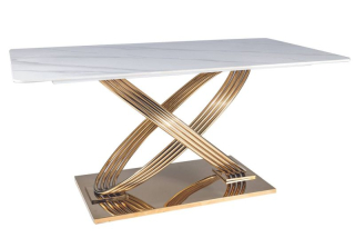 Nadčasový jedálenský stôl s unikátnymi zlatými nohami , biela-zlatá