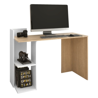 PC stôl s otvoreným regálom, dub sonoma-biela