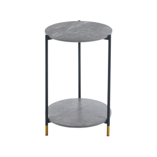 Dizajnový a praktický konferenčný stolík, sivý mramor-čierna