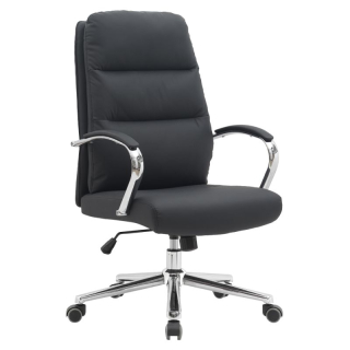Pohodlné kancelárske kreslo čierna ekokoža, chróm
