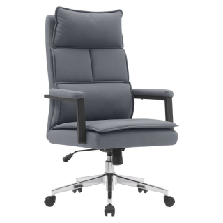 Elegantné kreslo do kancelárie, sivá ekokoža, chróm