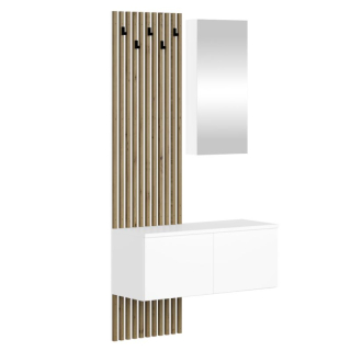 Štýlová predsieňová zostava, biela-dub artisan