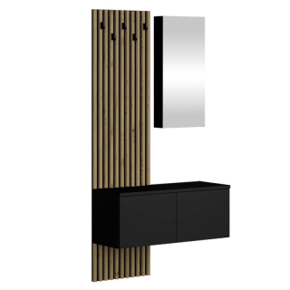 Štýlová predsieňová zostava, čierna-dub artisan