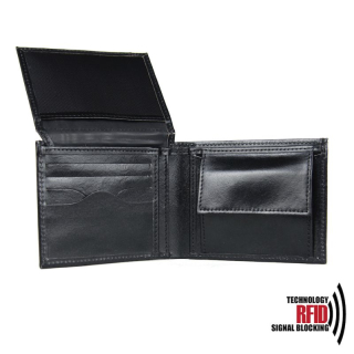 Ochranná RFID kožená peňaženka z pravej kože v čiernej farbe