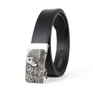 Kožený opasok s automatickou prackou OLD SILVER EAGLE, čierna