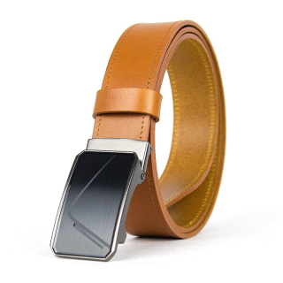 Luxusný kožený opasok s brzdou, šírka 3.5cm – UNLOCK, koňaková