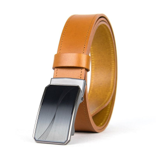 Luxusný kožený opasok s brzdou, šírka 3.5cm – WAVY, koňaková