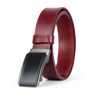 Luxusný kožený opasok s brzdou, šírka 3.5cm – POLISH, bordová