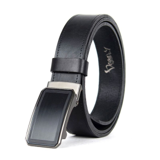 Luxusný kožený opasok s brzdou, šírka 3.5cm – POLISH, čierna