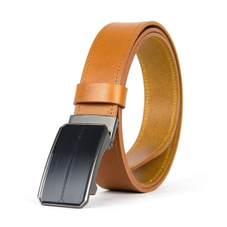 Luxusný kožený opasok s brzdou, šírka 3.5cm – STREAK, koňaková